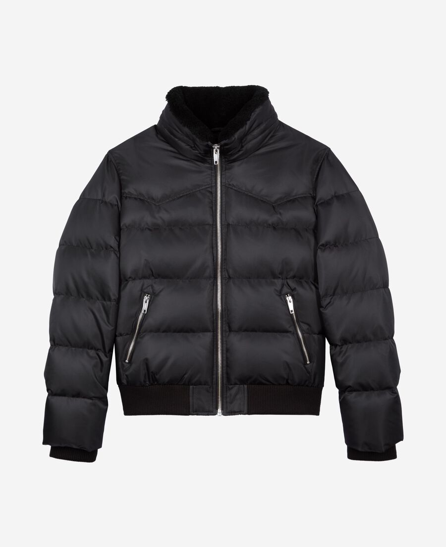 The Kooples H STONE down jacket with gray fur-effect collar
