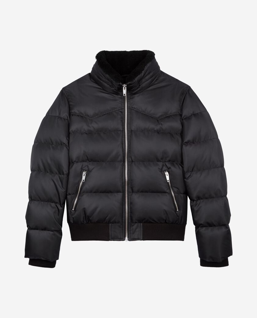 The Kooples HOMBRE STONE chaqueta de plumas con cuello efecto pelo gris