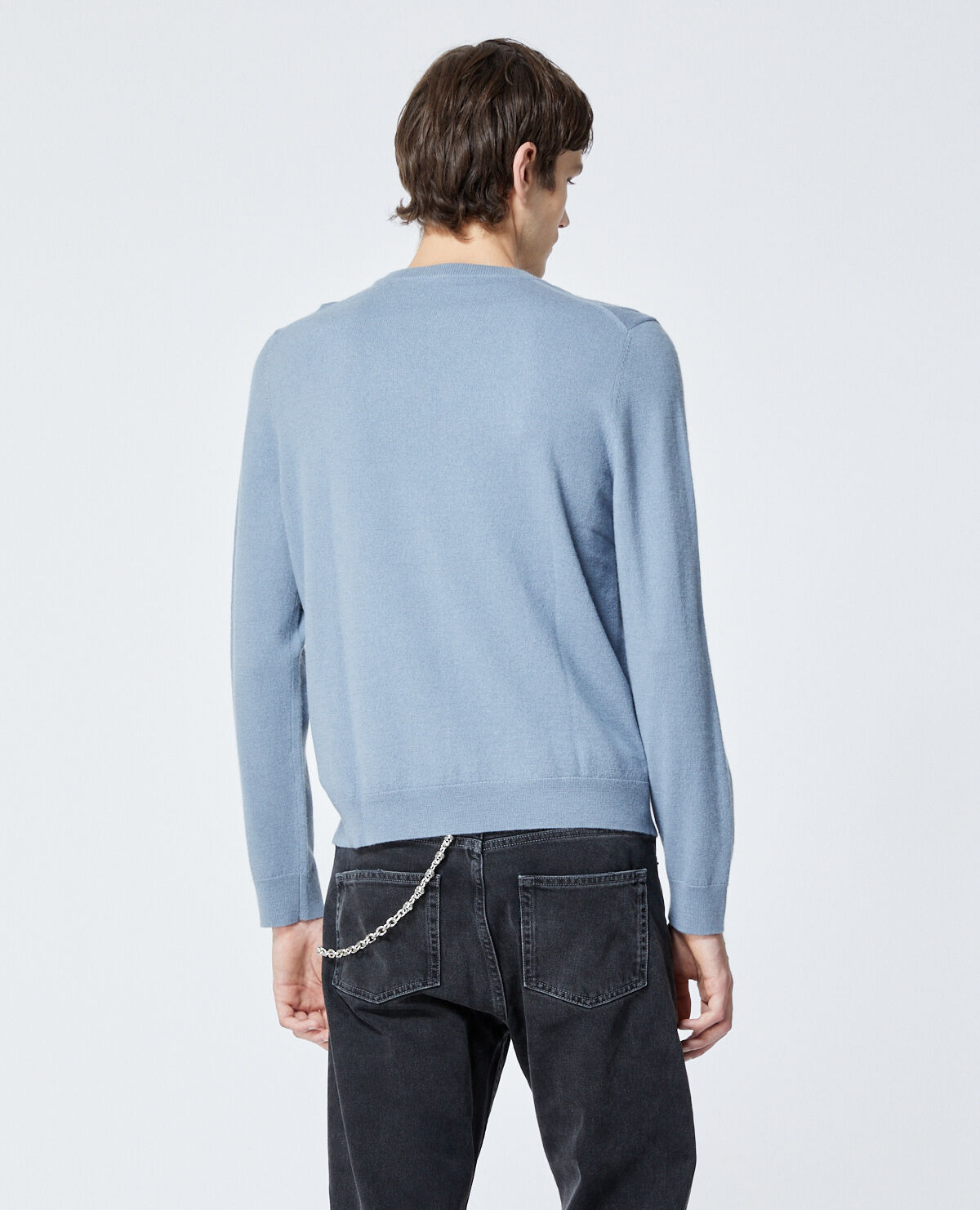 Knit grey blue sweater with skull badge The Kooples