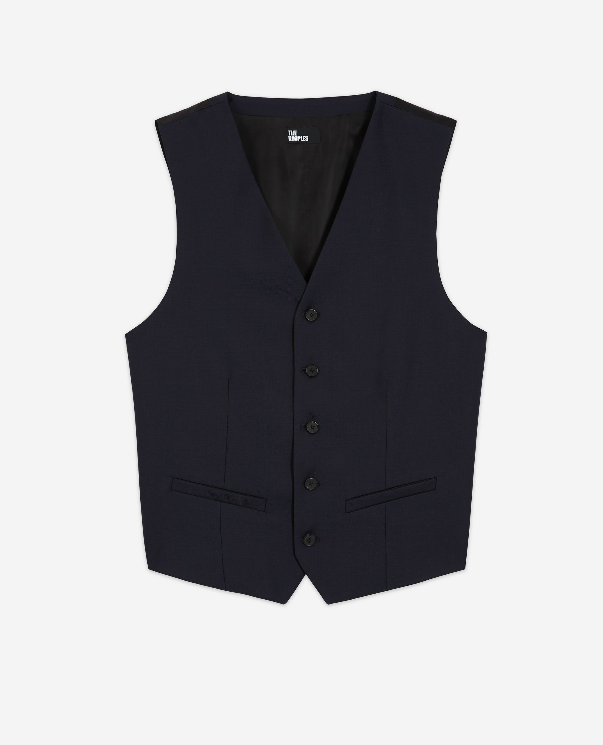 Navy blue wool suit vest, DARK NAVY, hi-res image number null