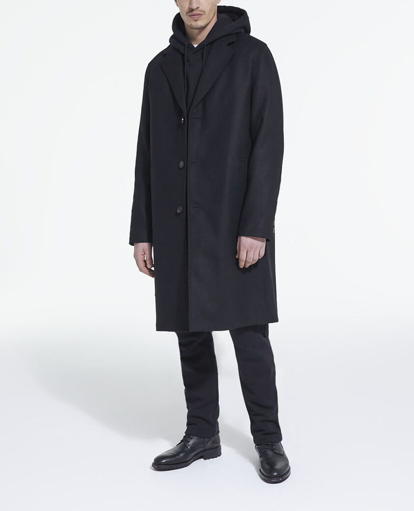 The Kooples MEN BLACK long black wool coat