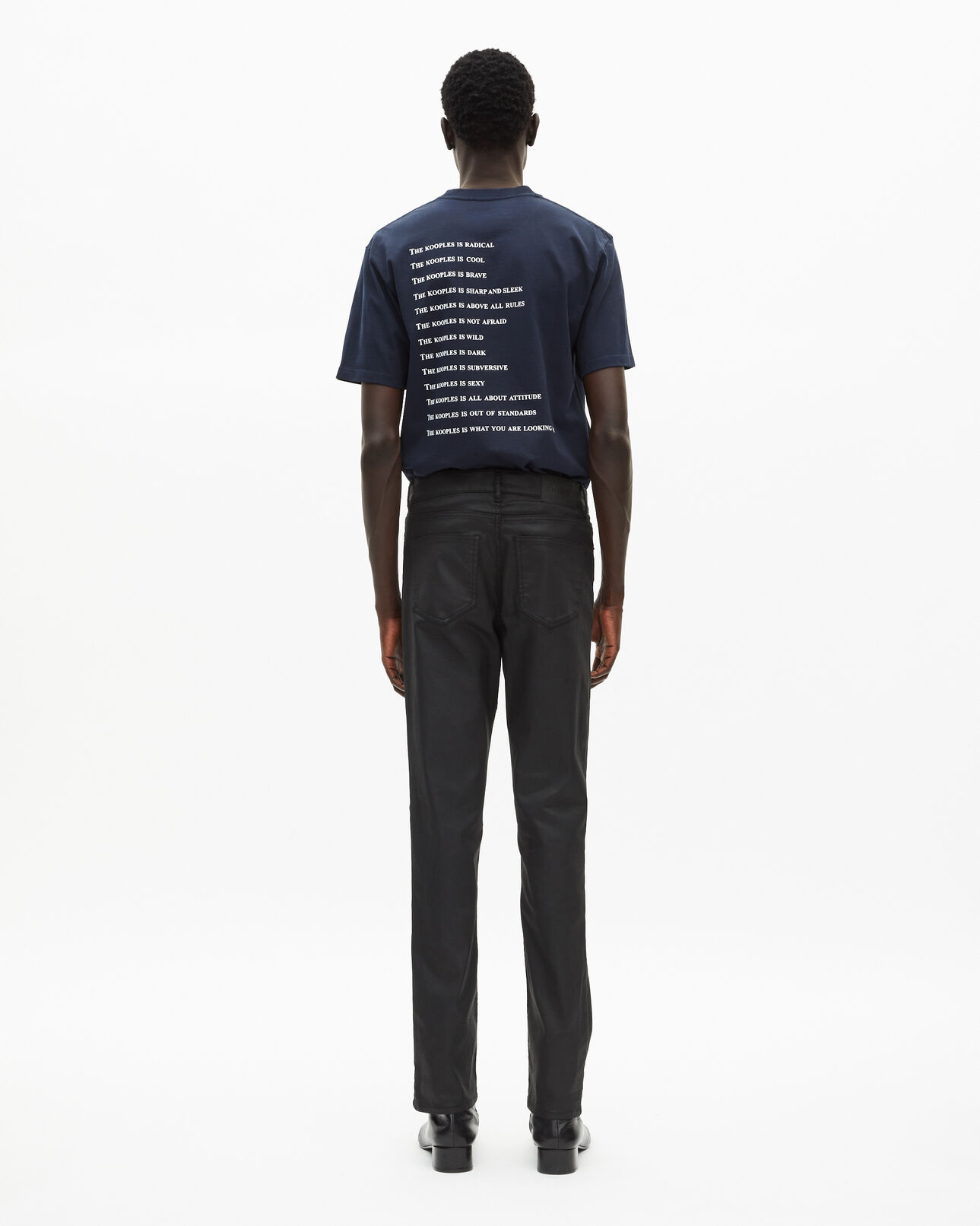 The Kooples MEN BLACK black leather-effect straight-leg jeans