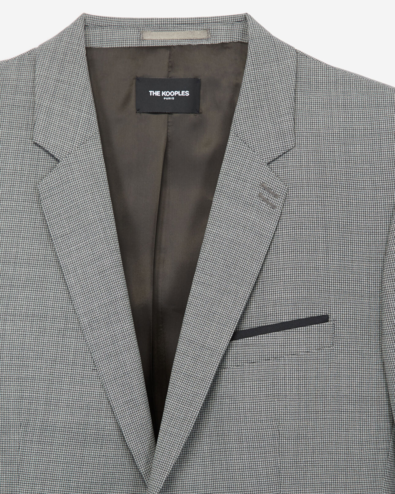 The Kooples MEN BLACK STONE grey wool suit jacket with small check motif