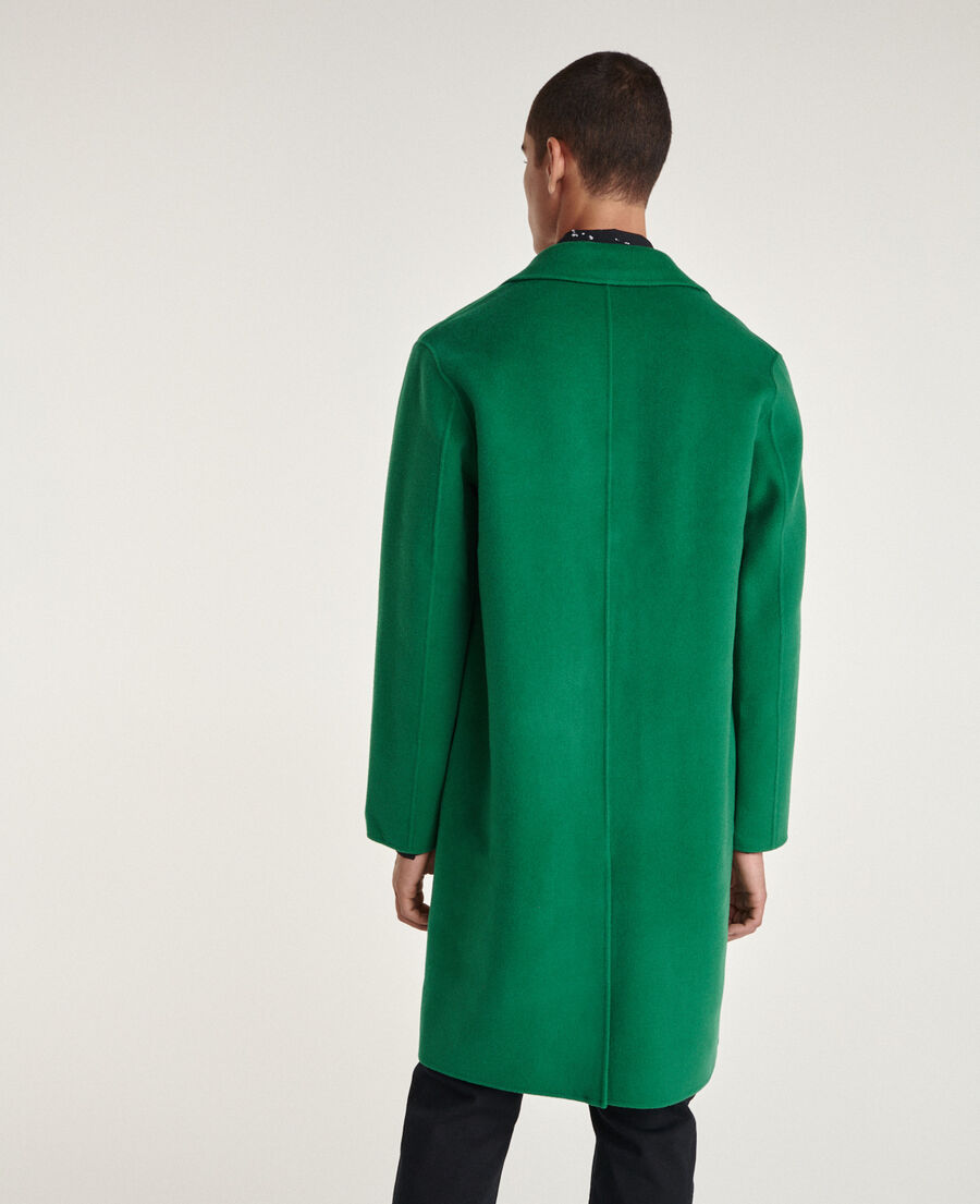 abrigo verde lana botella amplio