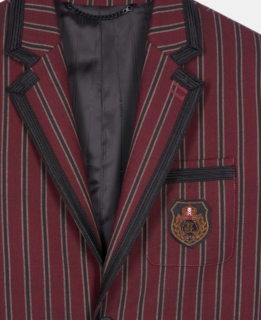 The Kooples HOMME BLACK - RED veste &agrave; rayures en laine m&eacute;lang&eacute;e