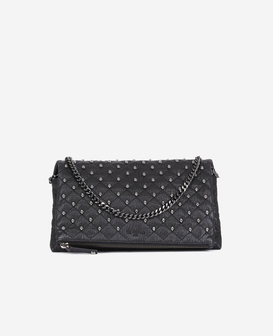 The Kooples F BLACK medium heritage pouch in black leather