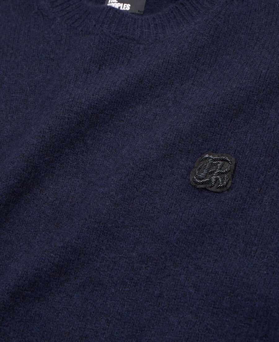 The Kooples H NAVY navy blue wool and alpaca blend sweater