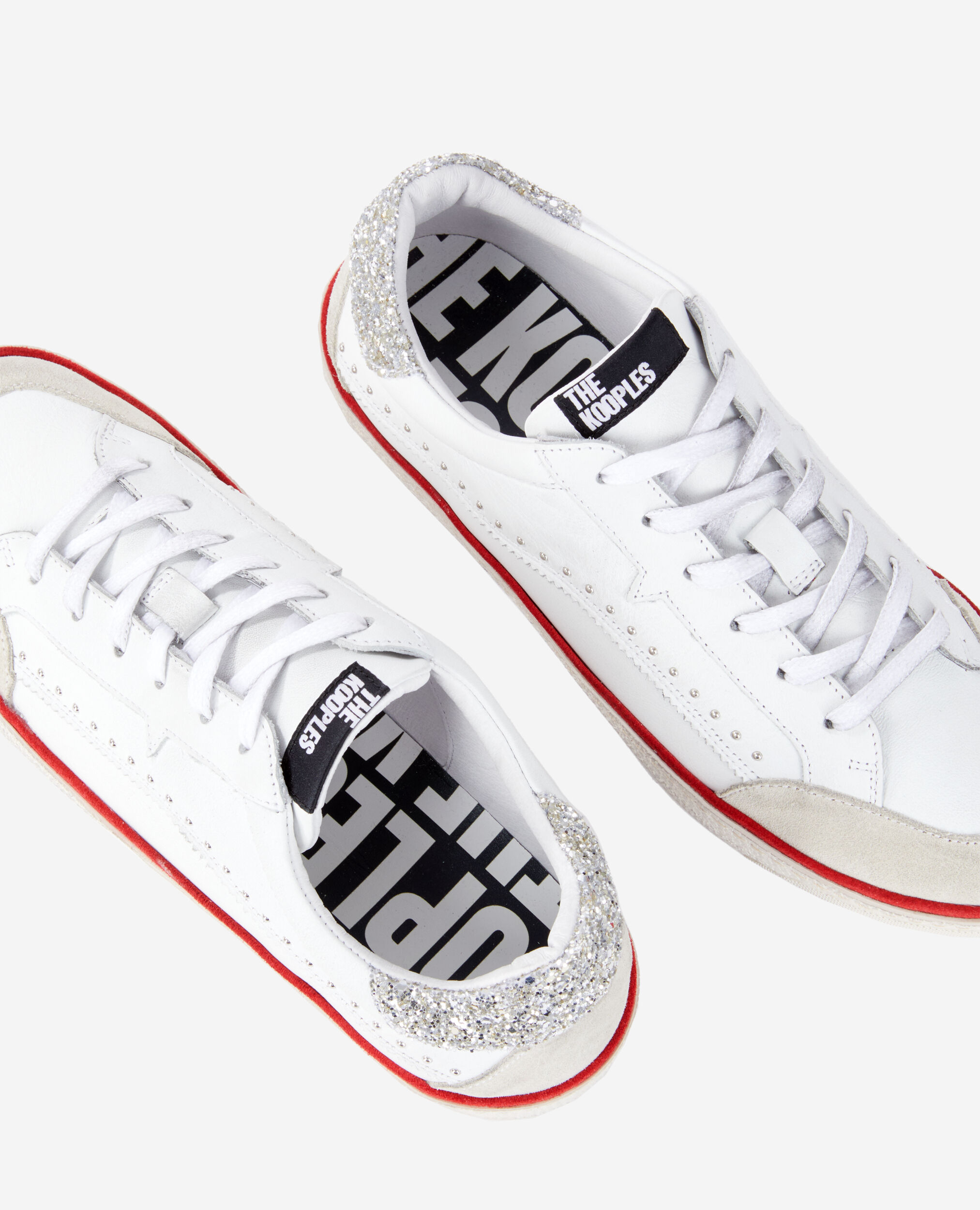 White leather sneakers, WHITE, hi-res image number null