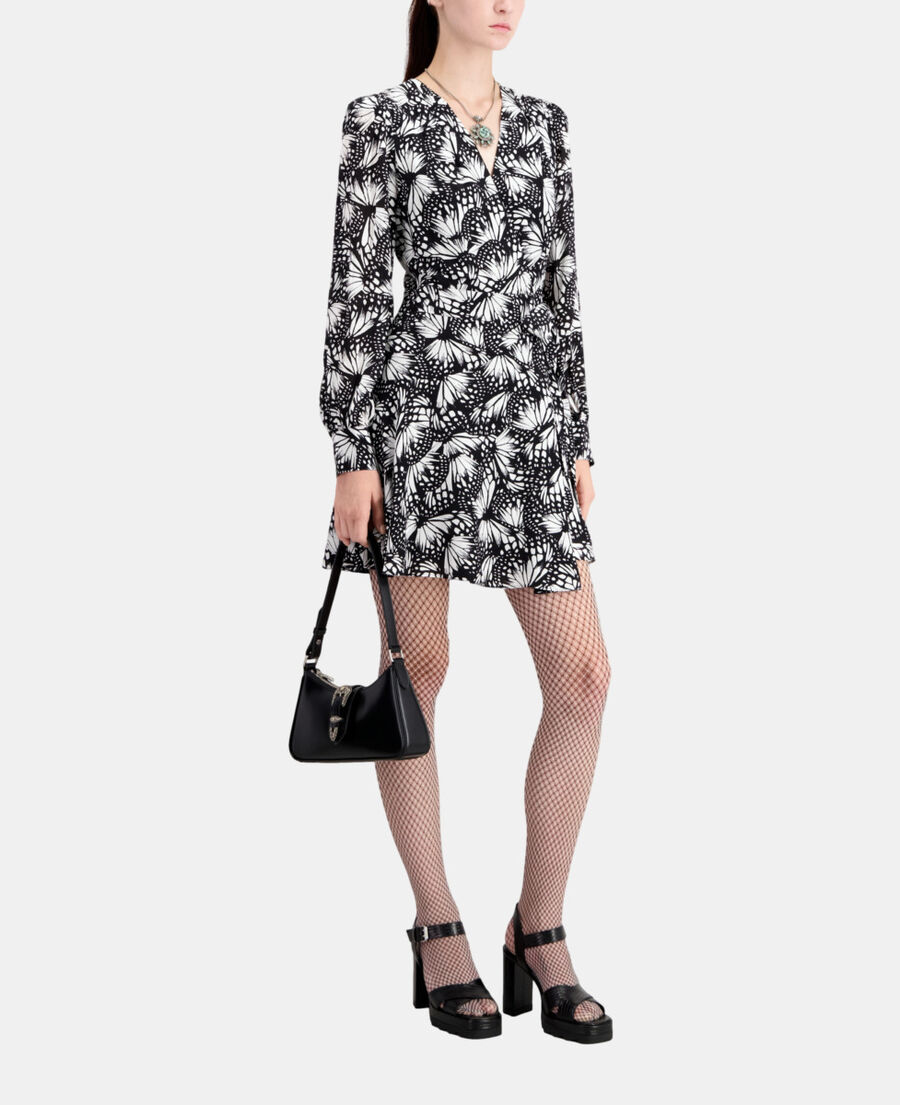 short printed wrap dress