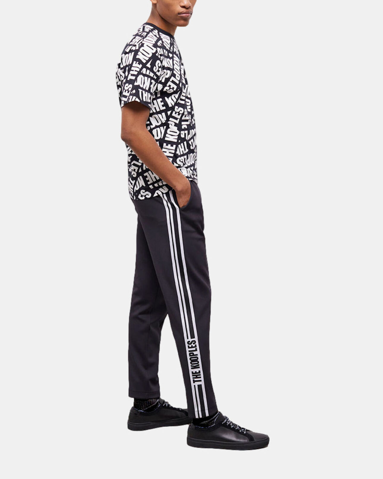 The Kooples H BLACK / WHITE men's t-shirt with tape logo