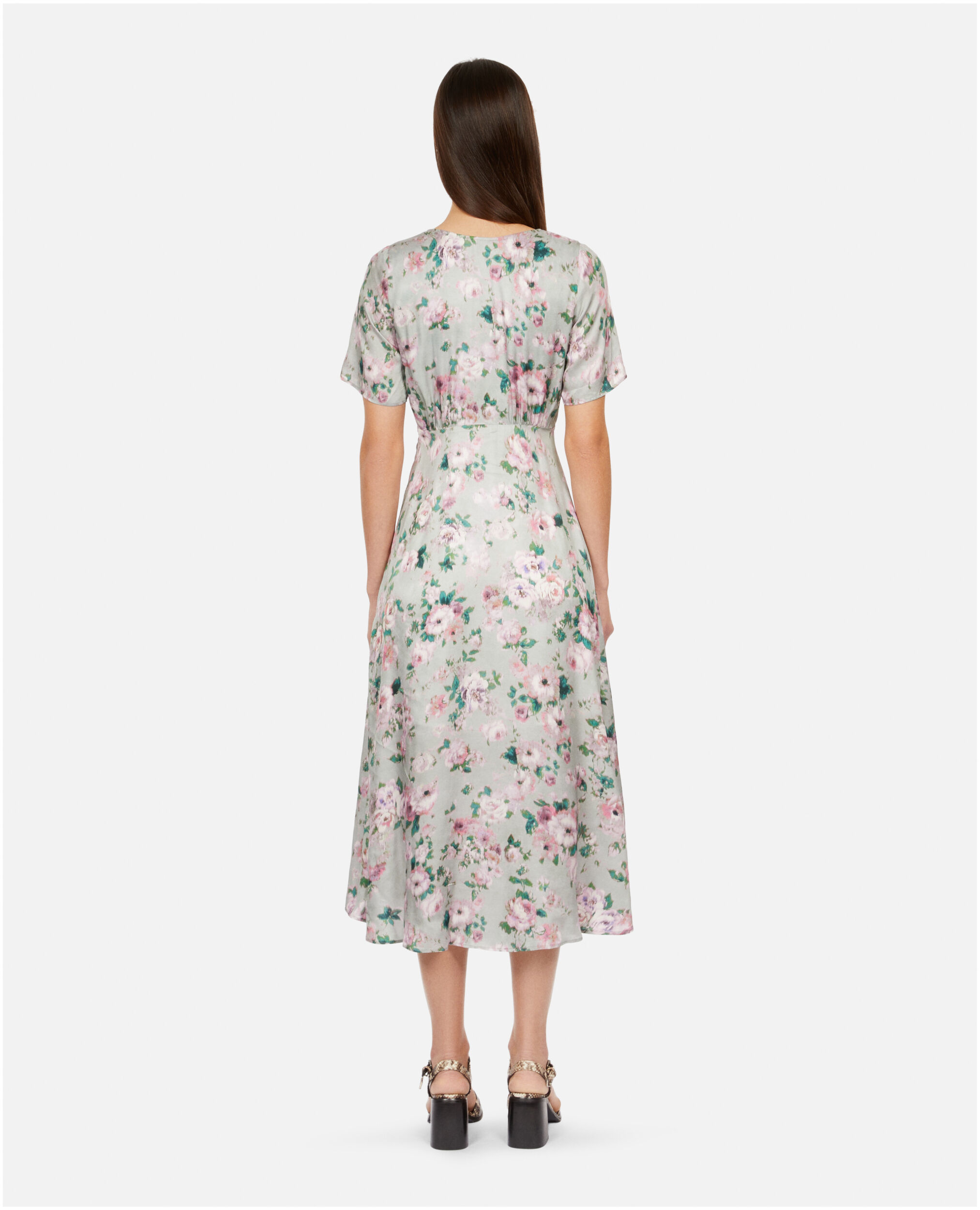 Long printed dress with buttons, GREEN MULTICO, hi-res image number null