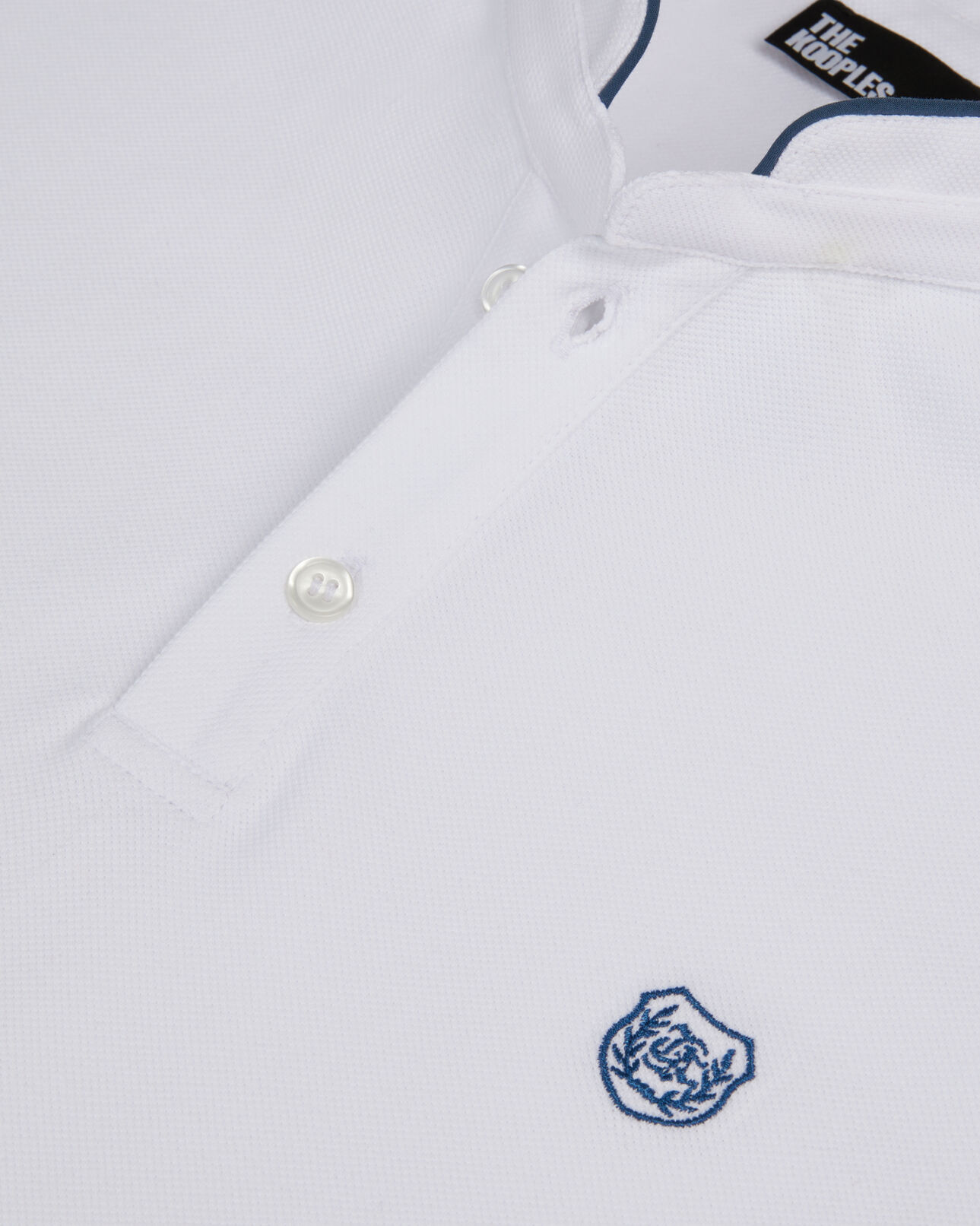 The Kooples MEN WHITE / BLUE white pique cotton polo t-shirt