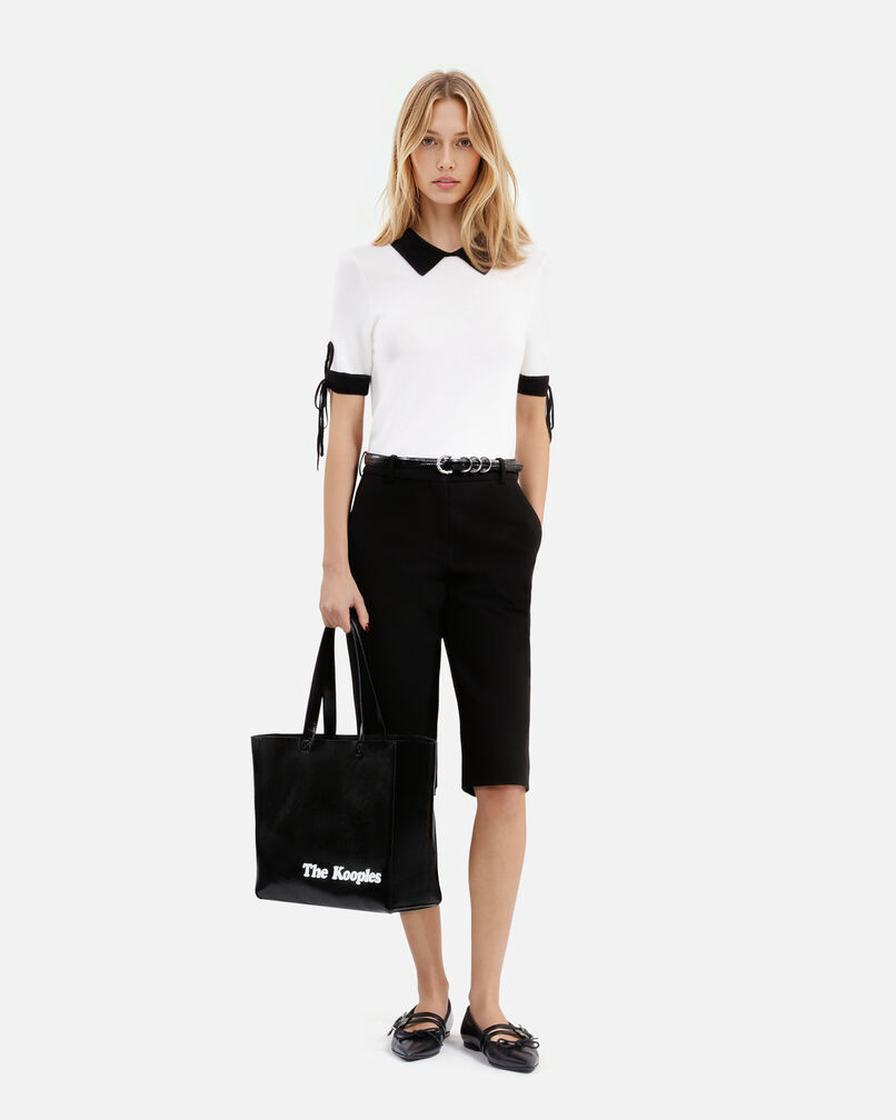 The Kooples FEMME BLACK-ECRU pull manches courtes écru