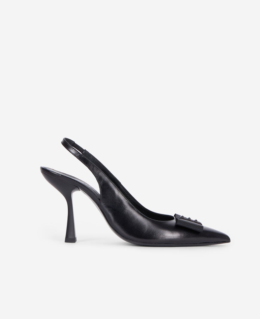 The Kooples MUJER BLACK zapatos de salón de cuero negro con tira trasera