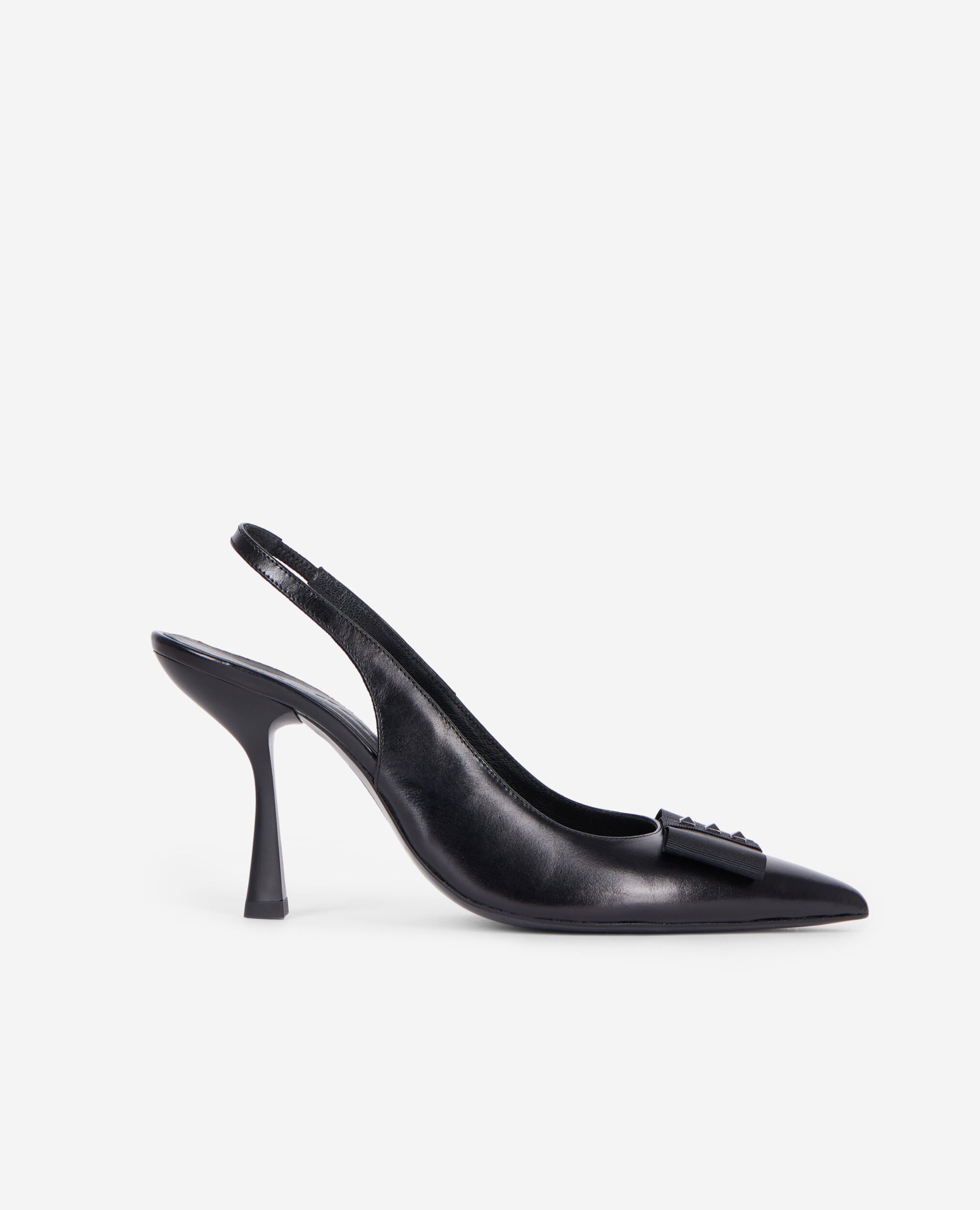 Zapatos de salón de cuero negro con tira trasera, BLACK, hi-res image number null