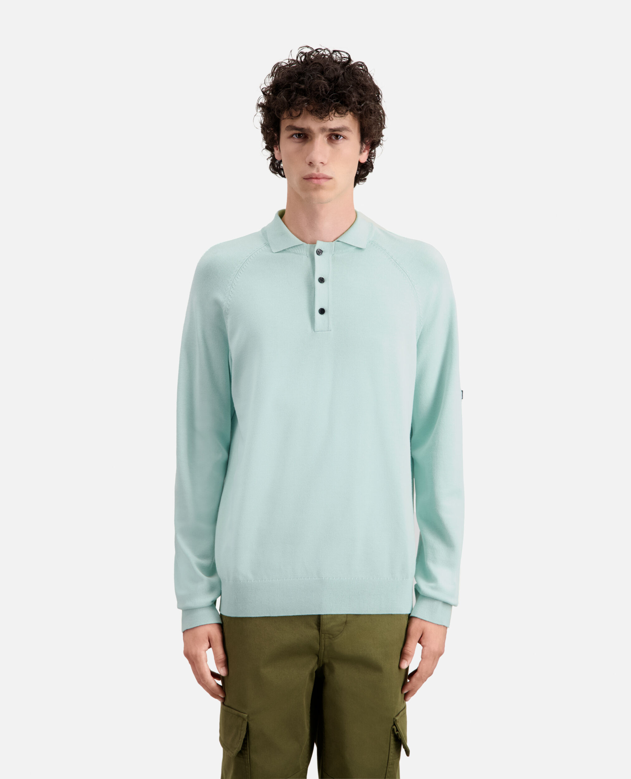 Green knit polo t-shirt, OCEAN, hi-res image number null