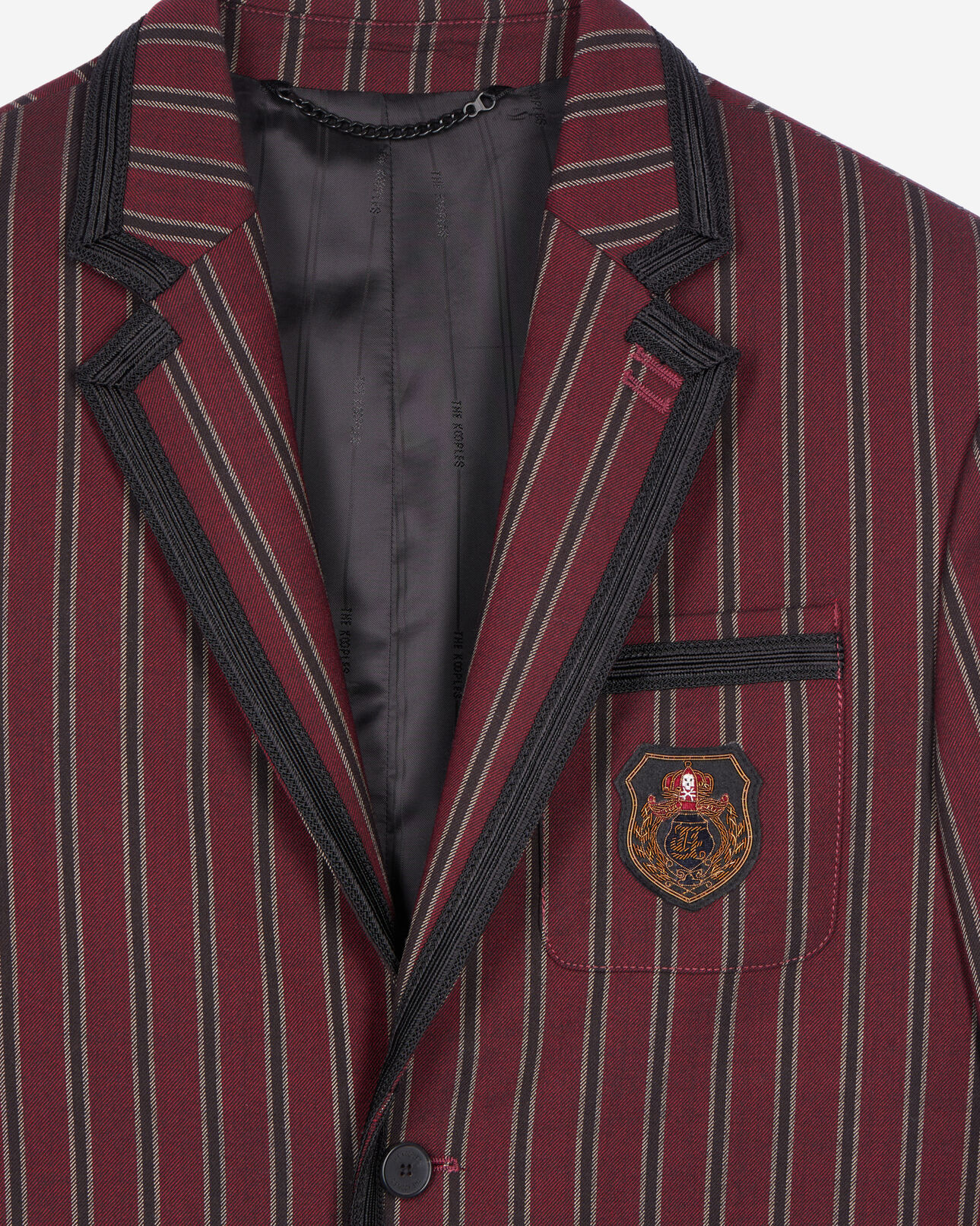 The Kooples MEN BLACK - RED striped wool-blend jacket