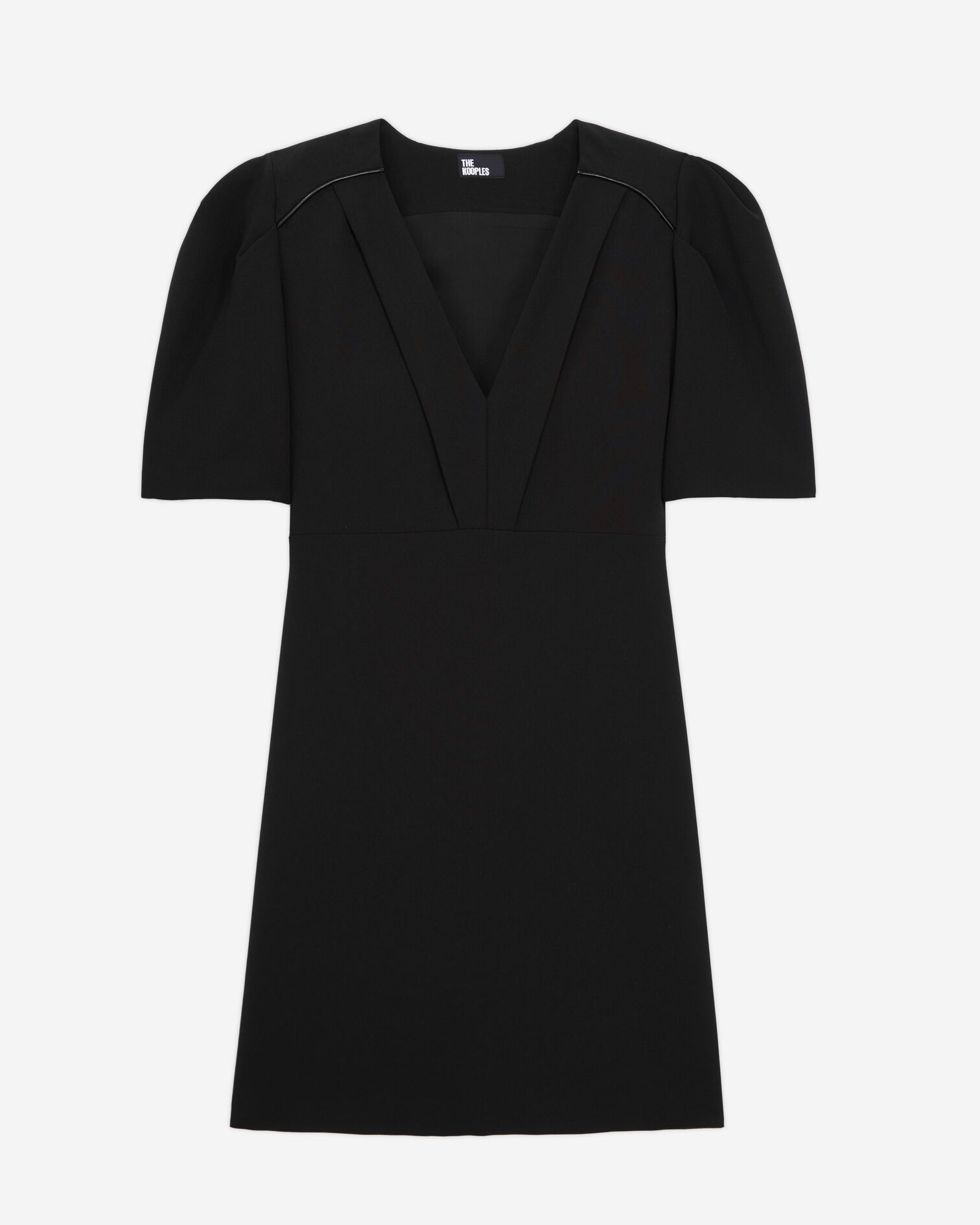Schwarzes, kurzes Kleid aus Krepp, BLACK, hi-res image number null