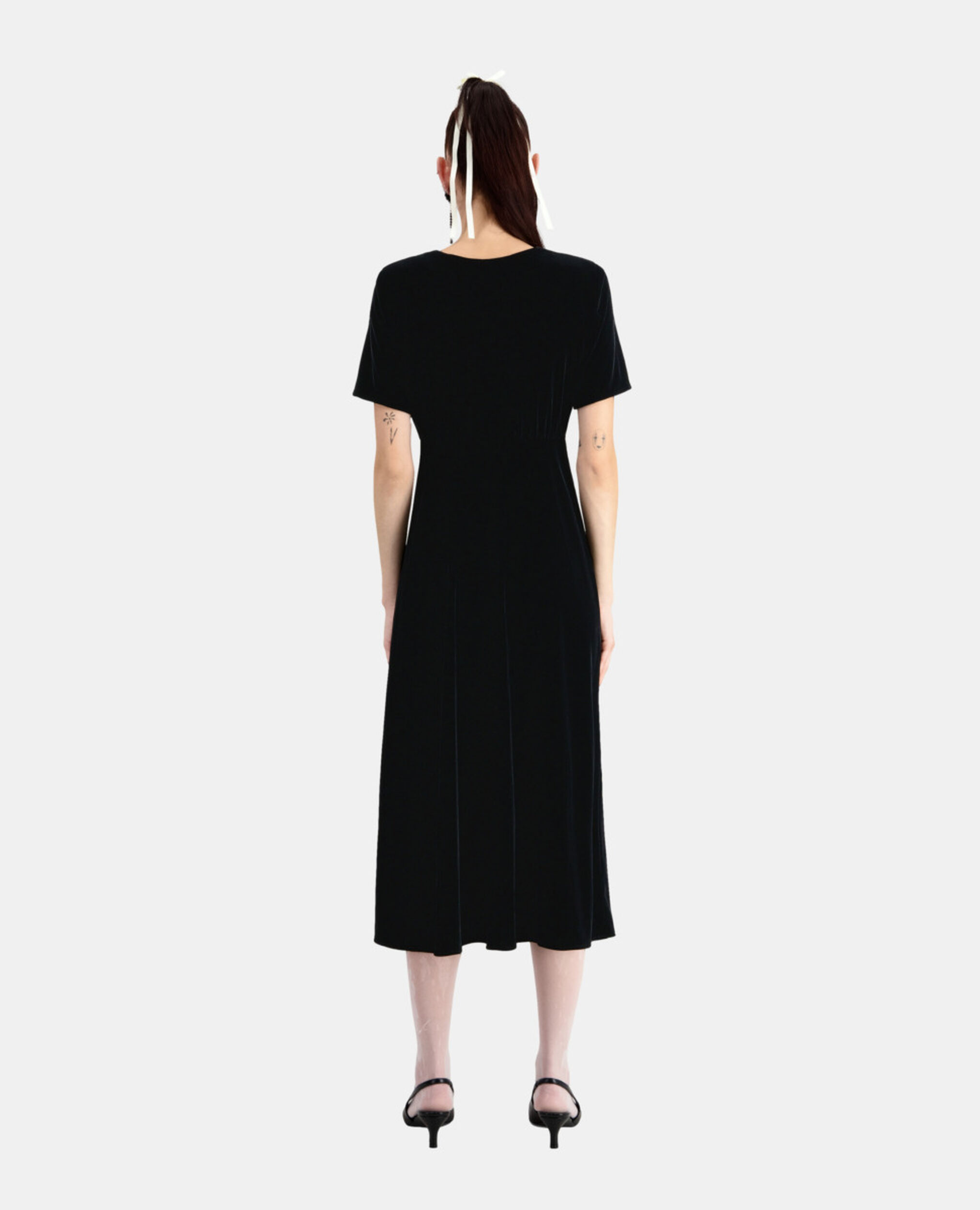 Vestido largo negro terciopelo botonadura, BLACK, hi-res image number null