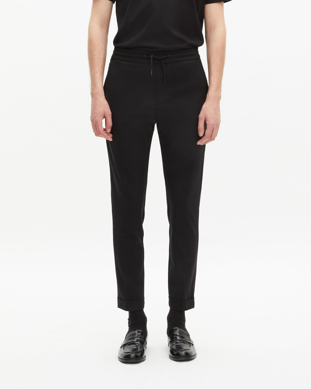 The Kooples MEN BLACK black straight-cut wool pants 