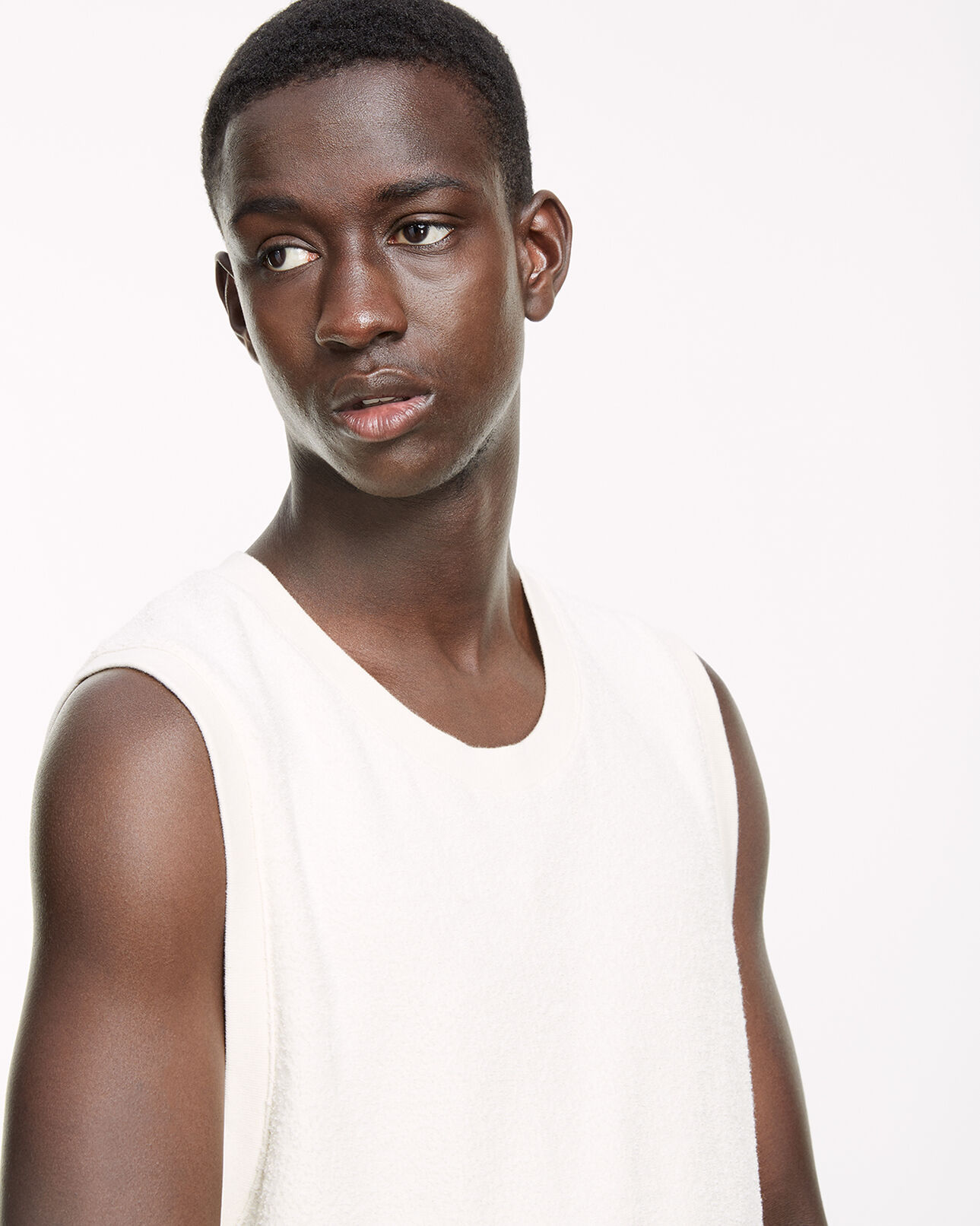 The Kooples HOMME OFF WHITE t-shirt écru coton sans manches