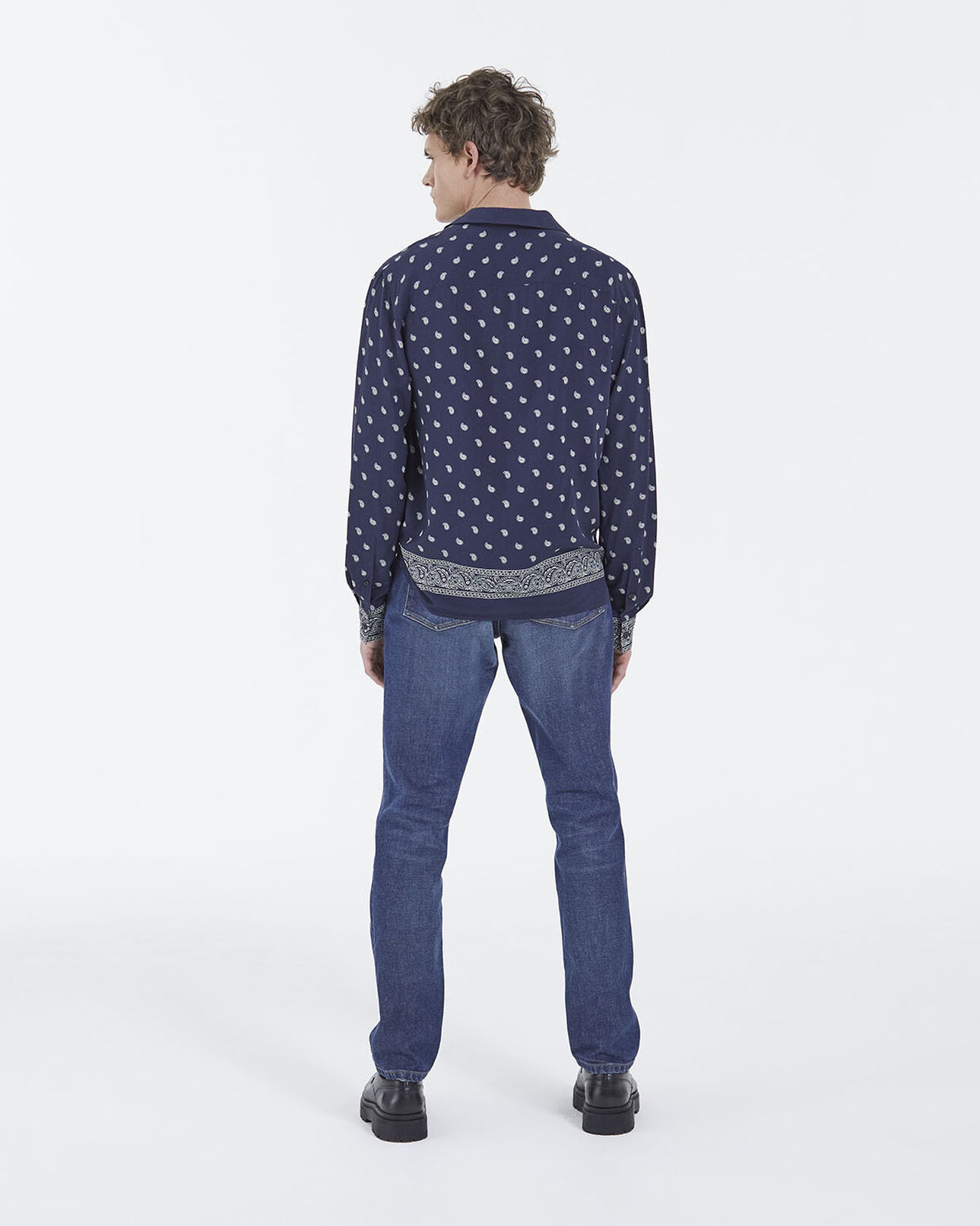 The Kooples H NAVY ECRU shirt with shark collar