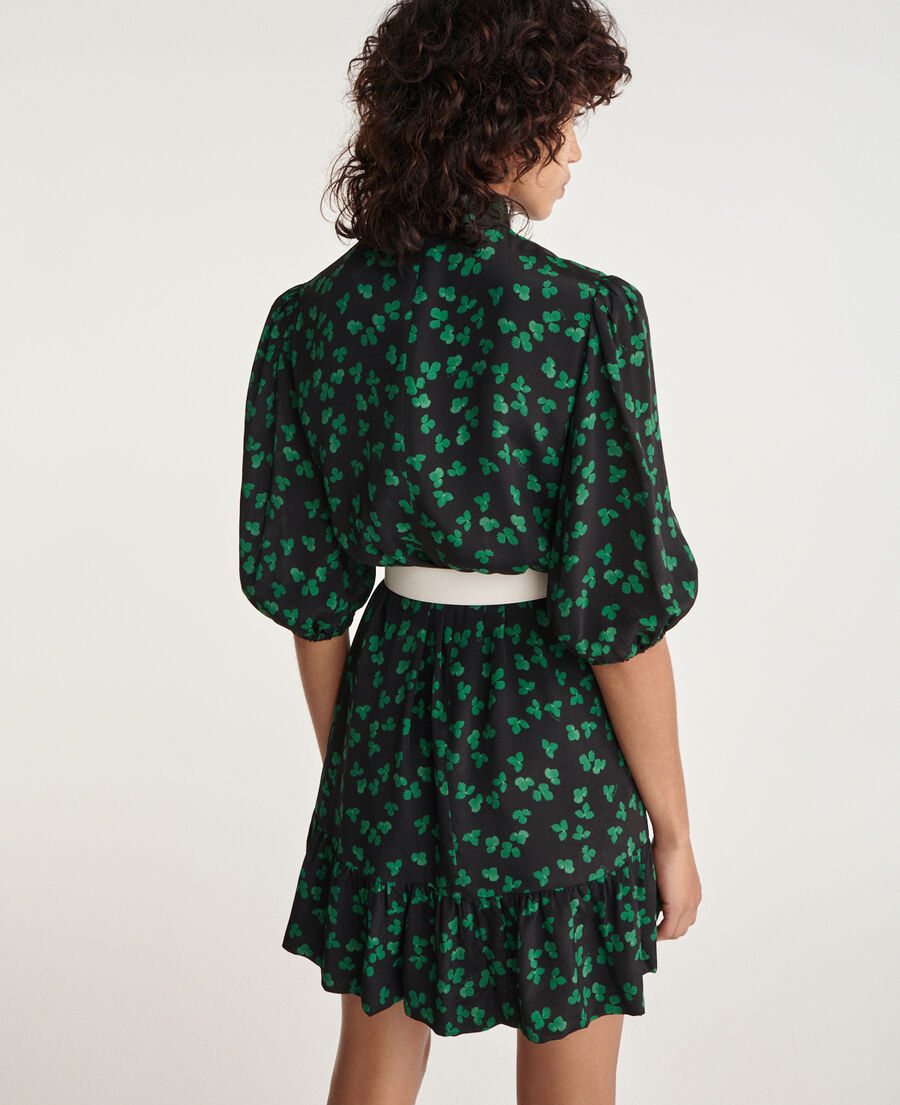 Short black dress green pattern high neck The Kooples