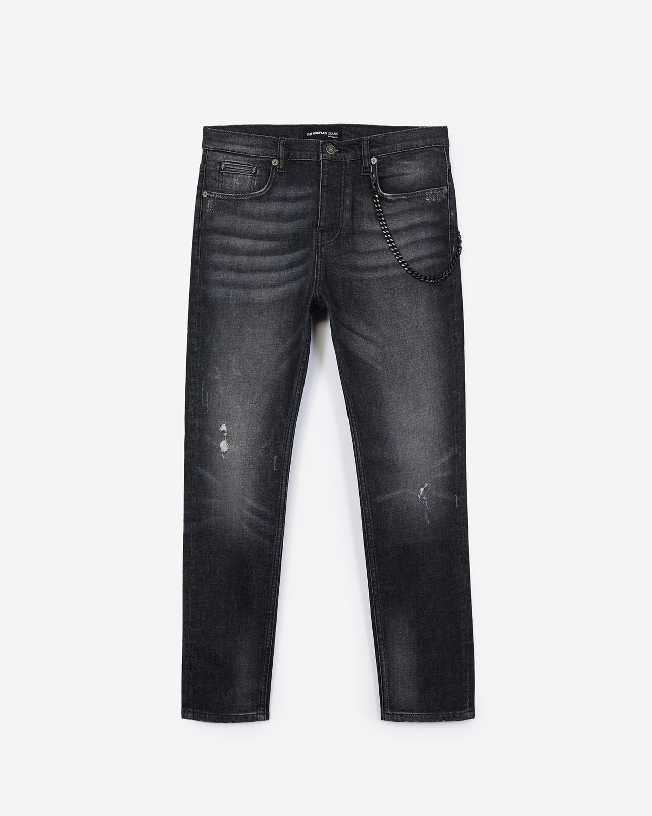 The Kooples MEN BLACK DENIM tapered grey ripped jeans
