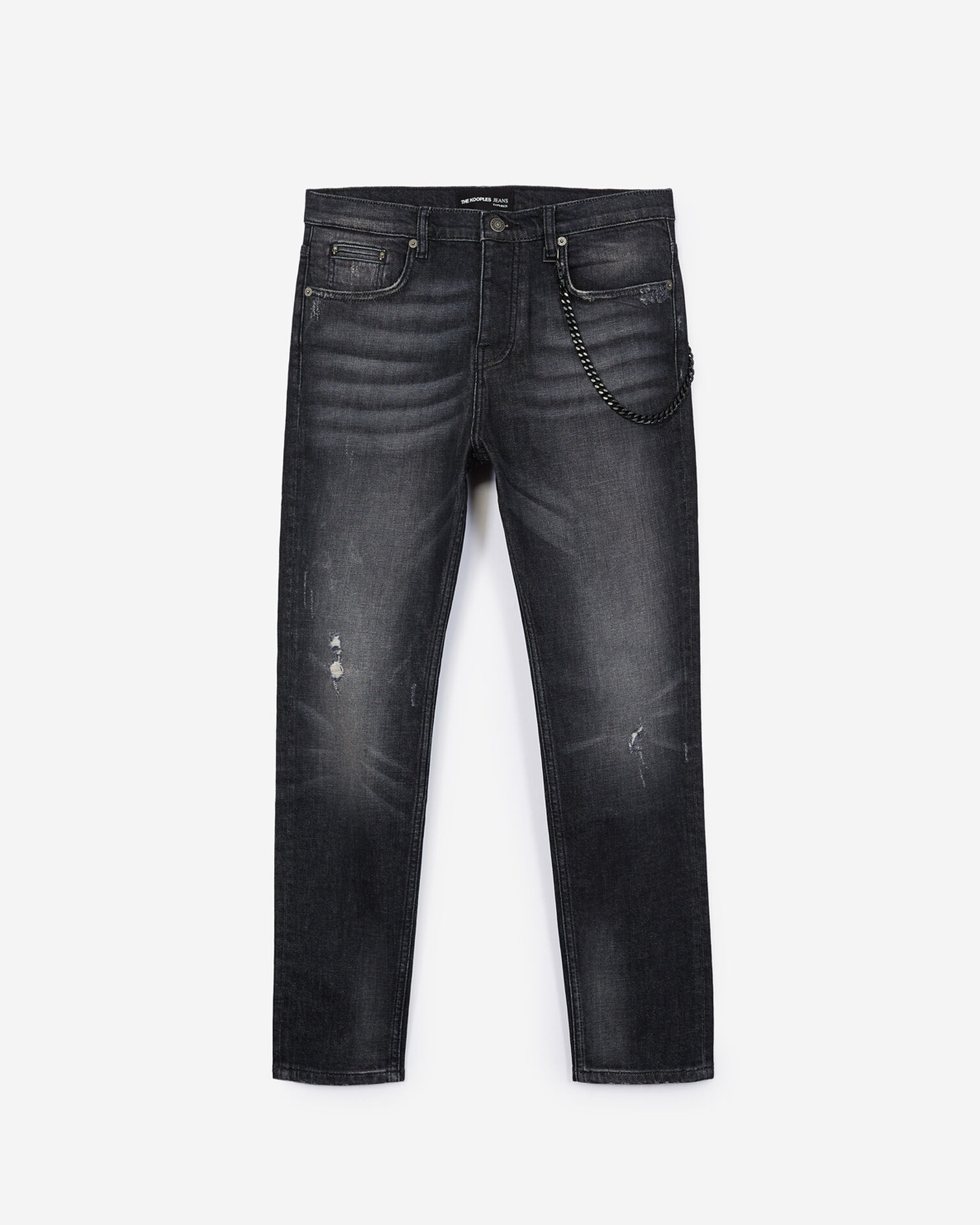 Tapered grey ripped jeans, BLACK DENIM, hi-res image number null