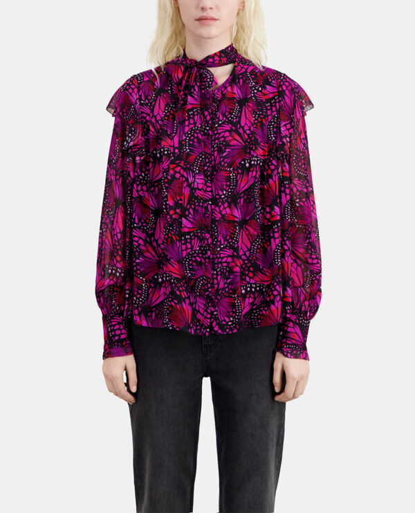 The Kooples FEMME PINK top imprimé avec volants