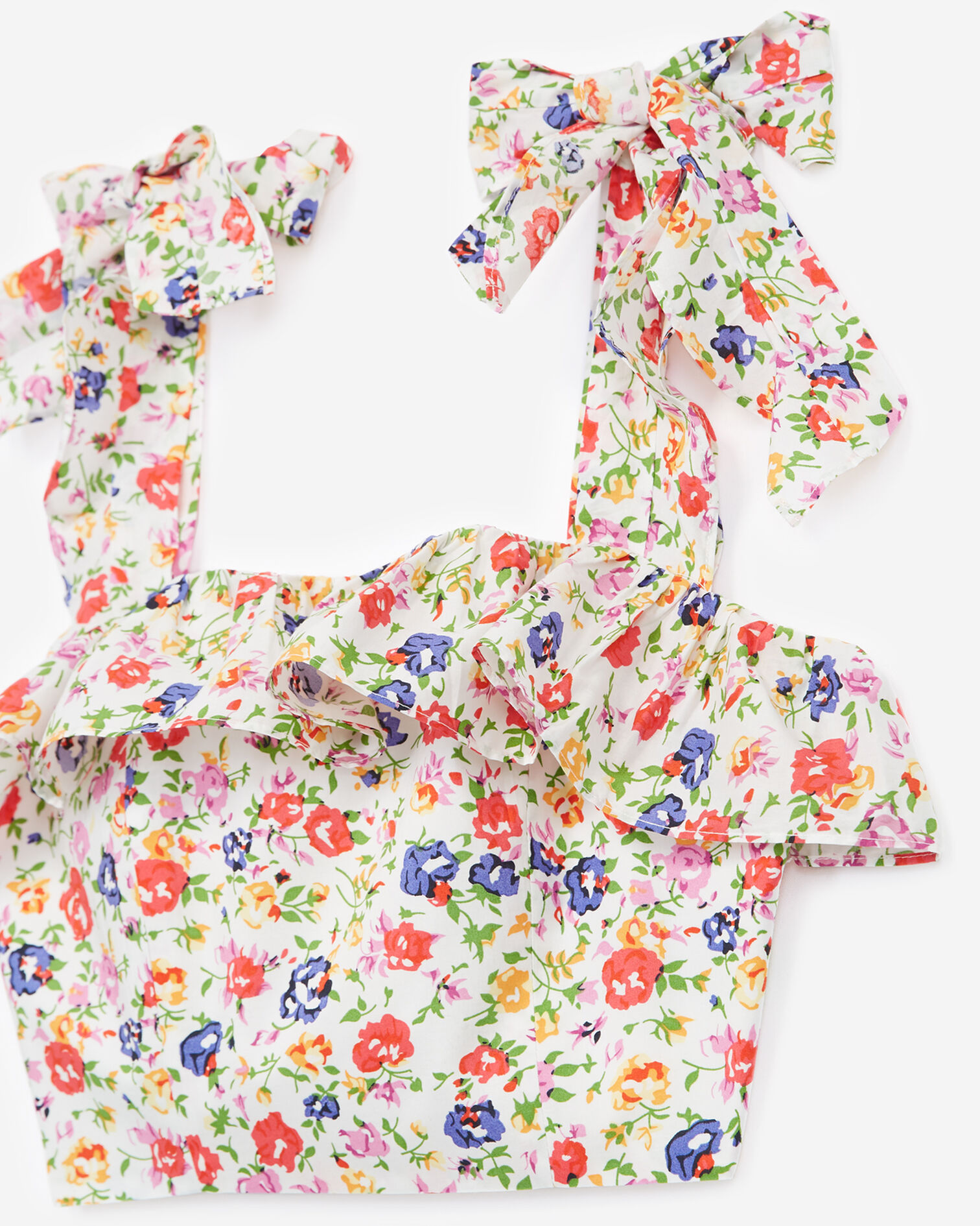 Kurzes Baumwoll-Top mit Print, ECRU, hi-res image number null