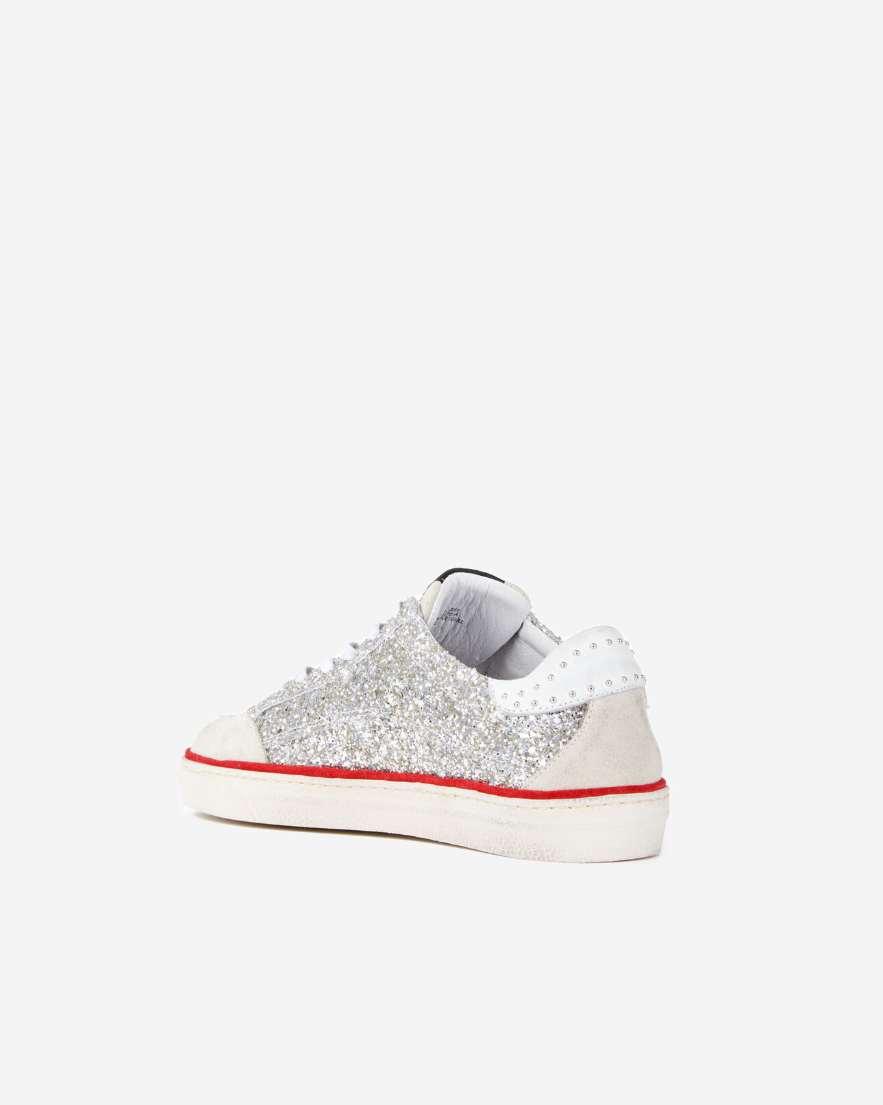 The Kooples WOMEN WHITE / SILVER white leather sneakers with sequins 
