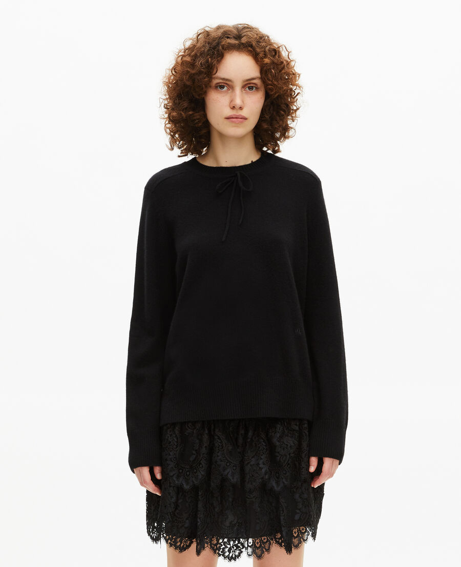 The Kooples MUJER BLACK jersey negro de cachemira con cuello redondo