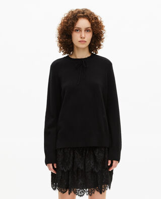The Kooples MUJER BLACK jersey negro de cachemira con cuello redondo