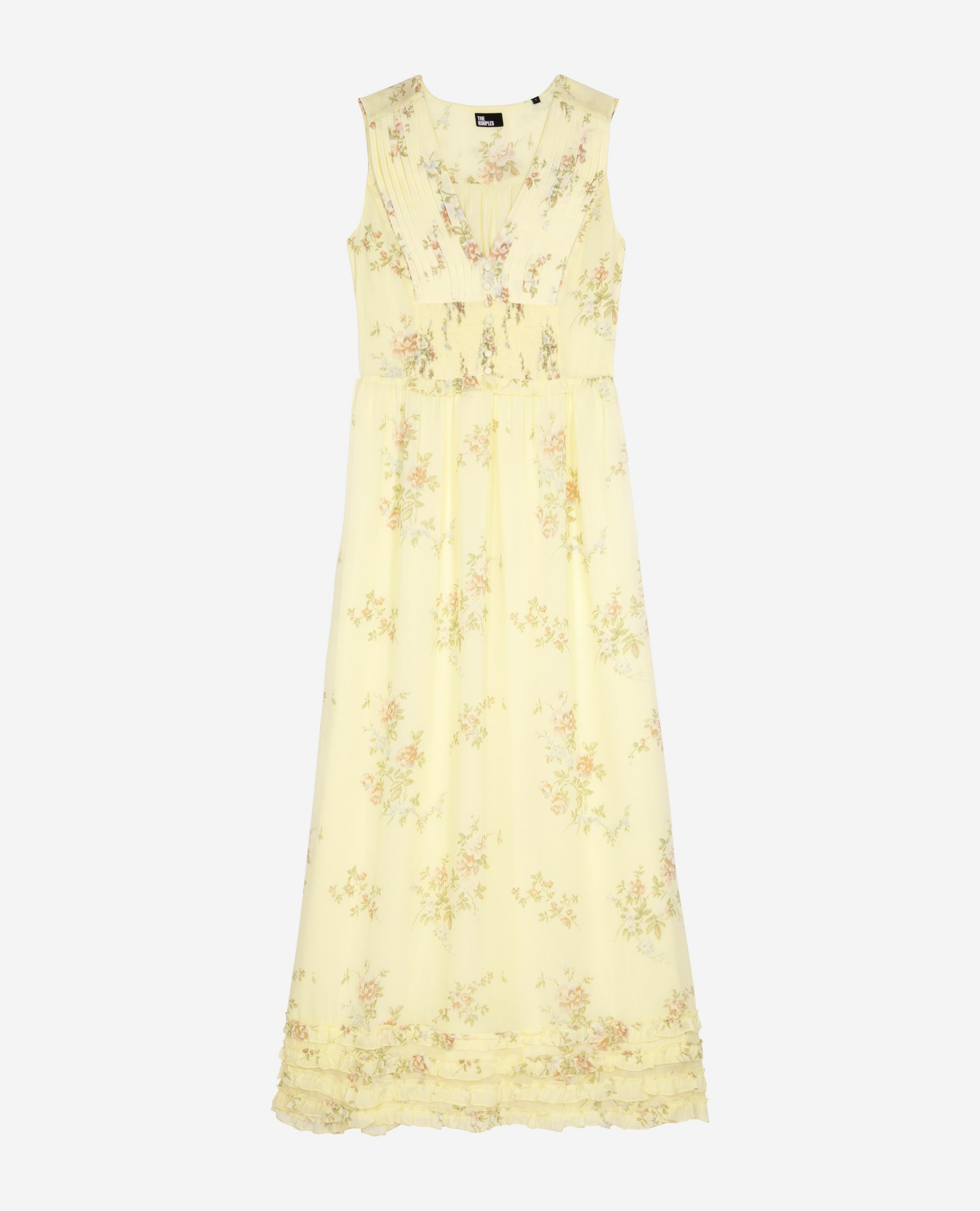 Long yellow floral print dress, YELLOW, hi-res image number null