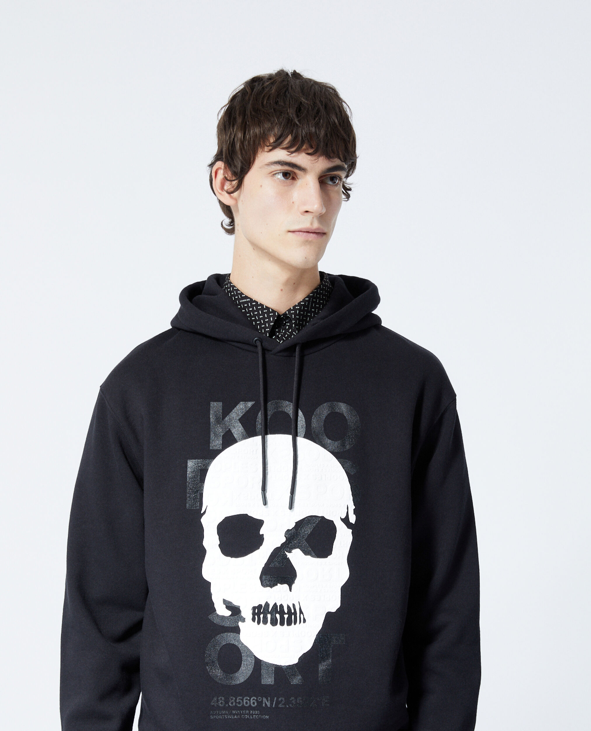 Black sweatshirt with Kooples | The skull motif hood and