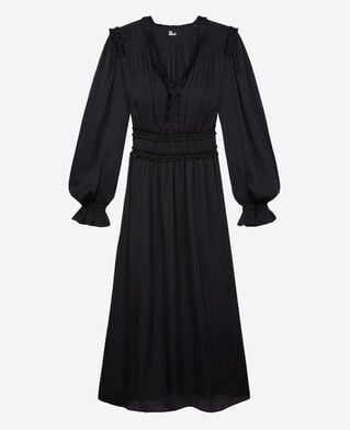 The Kooples MUJER BLACK vestido largo negro fruncidos