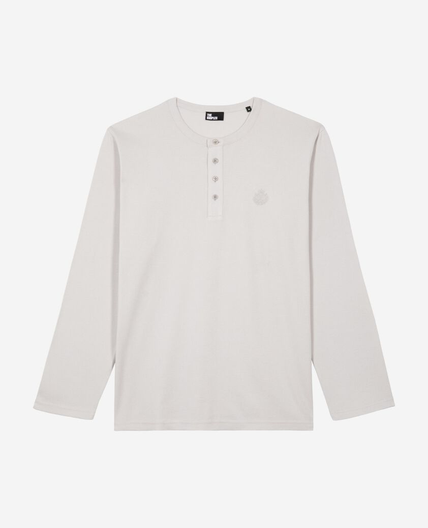 The Kooples HERREN LIGHT GREY lang&auml;rmliges t-shirt mit grauem wappen