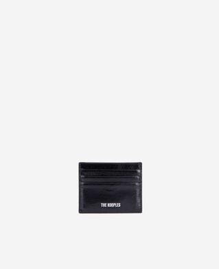 The Kooples FEMME BLACK porte-cartes amelia en cuir craquelé noir