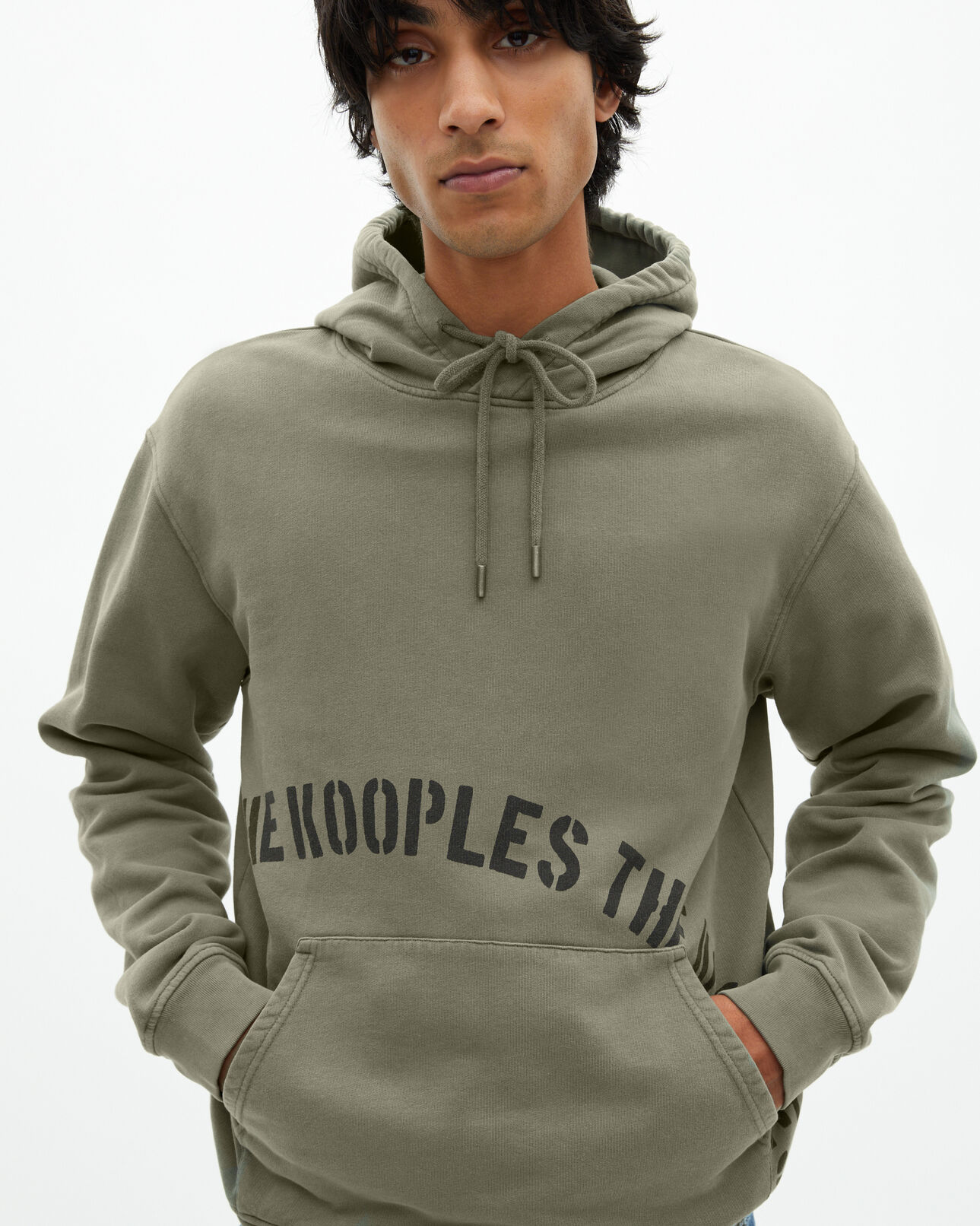 The Kooples H KAKI hooded sweatshirt with khaki screen print