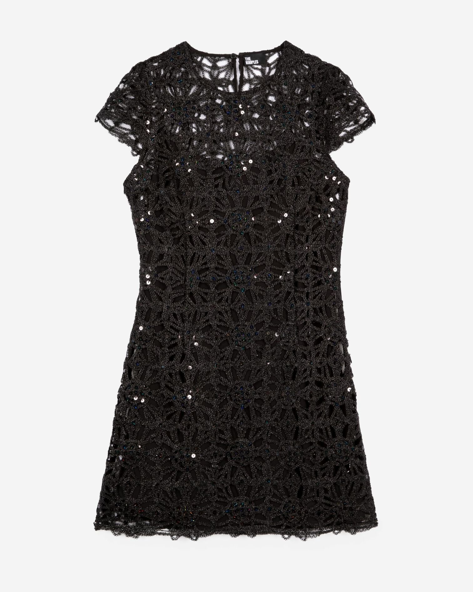 Kurzes Kleid aus Guipure in Silber, BLACK, hi-res image number null