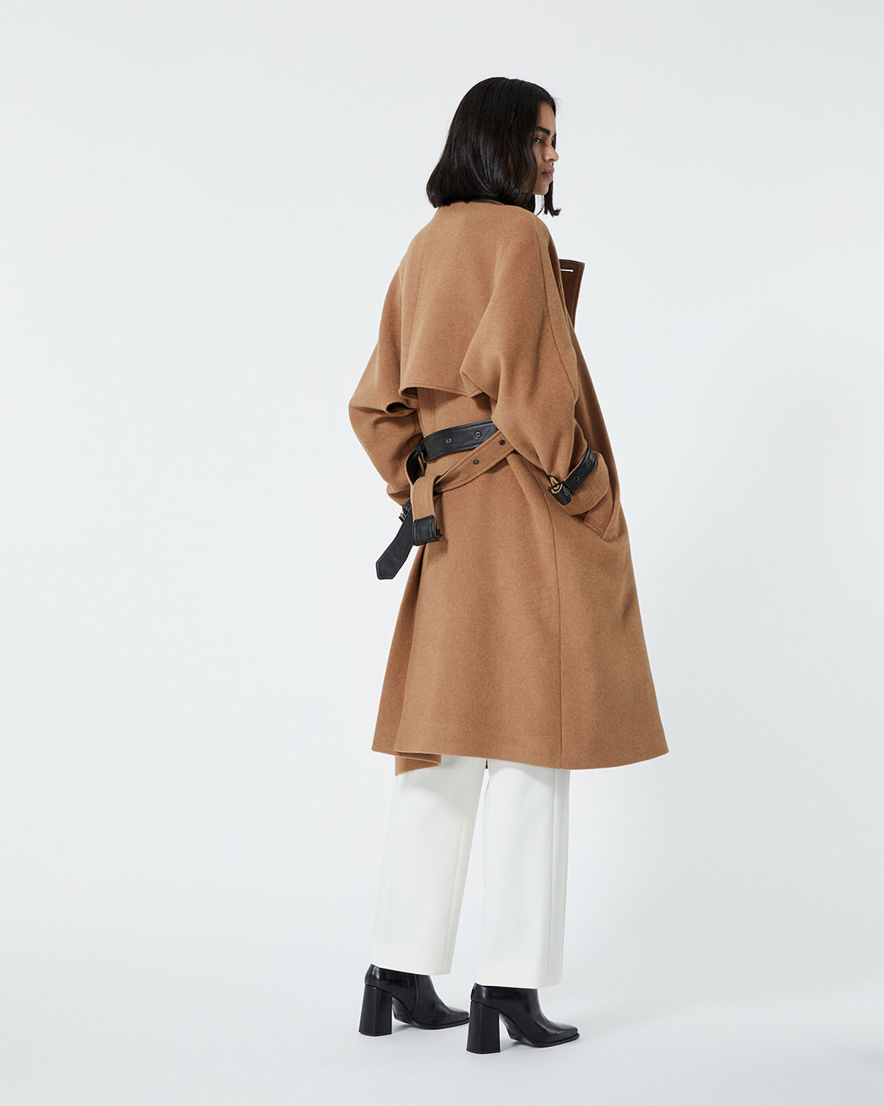 The Kooples DAMEN CAMEL wollmantel beige trenchcoat-stil