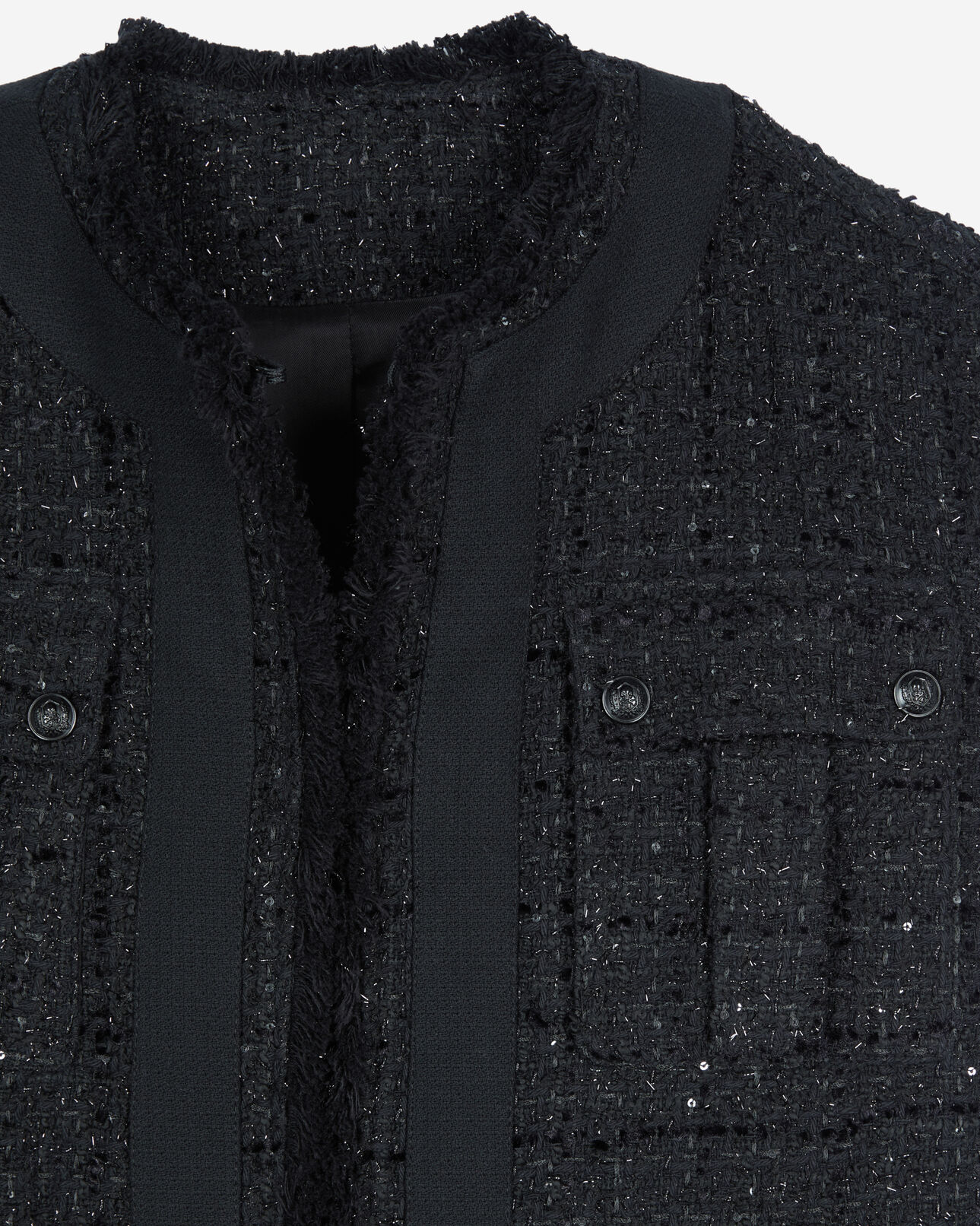 The Kooples WOMEN BLACK black tweed sleeveless jacket