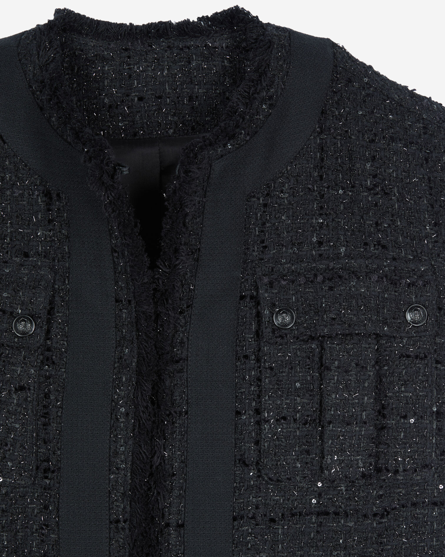 Black tweed sleeveless jacket, BLACK, hi-res image number null