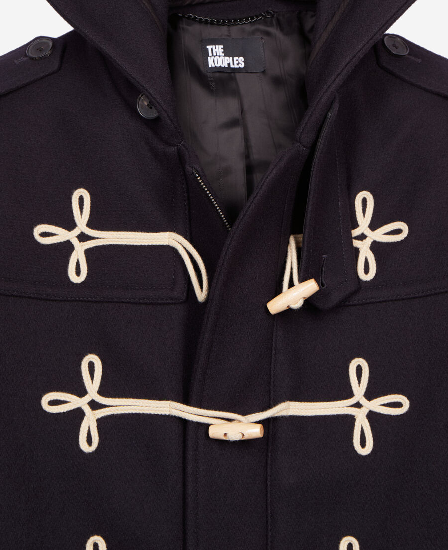 The Kooples HOMME DARK NAVY caban court &agrave; capuche bleu marine