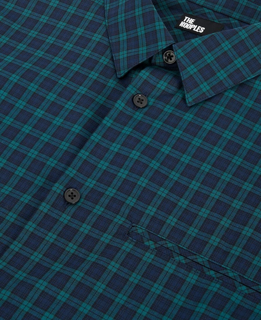 The Kooples HOMME NAVY-GREEN chemise à petits carreaux marine et verte