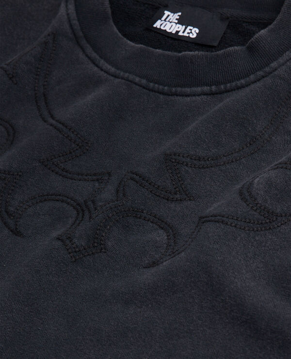The Kooples DAMEN BLACK WASHED schwarzes sweatshirt mit western-stickerei