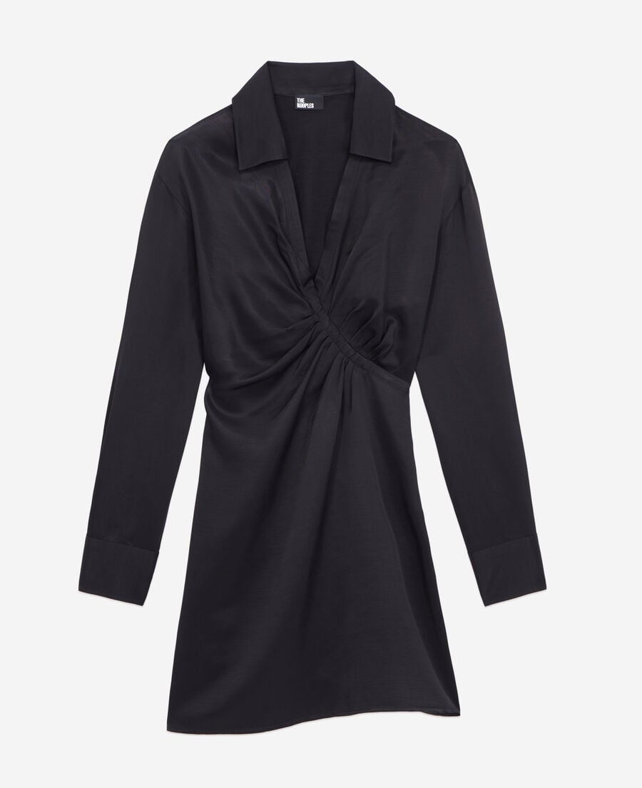 The Kooples FEMME BLACK robe courte noire avec drapé