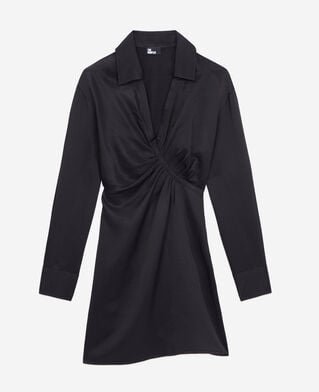 The Kooples FEMME BLACK robe courte noire avec drapé