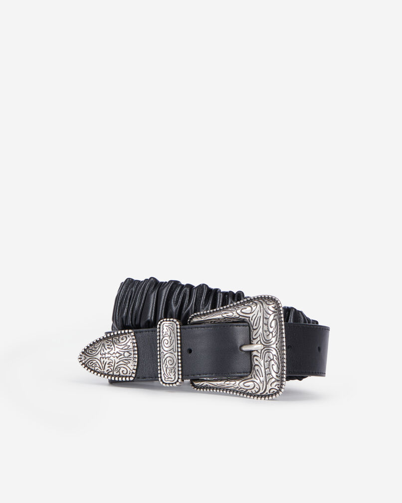 The Kooples WOMEN BLACK wide black gathered leather belt